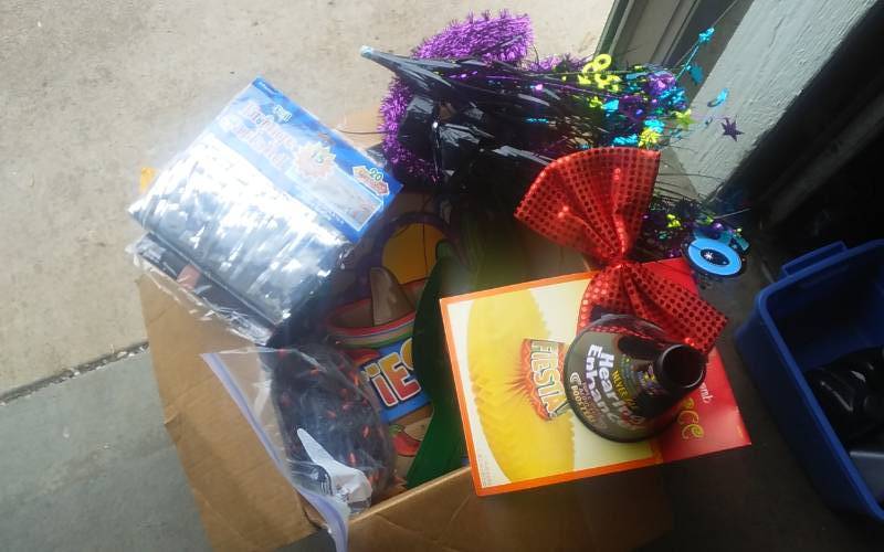 lot 13 image: Big Box Lot Of Party Decor  (60th B-Day, Fiesta, Halloween)