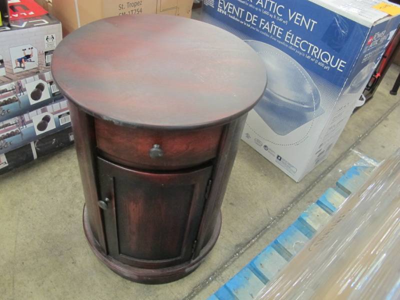 lot 56 image: Vintage Cherry 1-Door and 1-Drawer End Table by  Decor Therapy