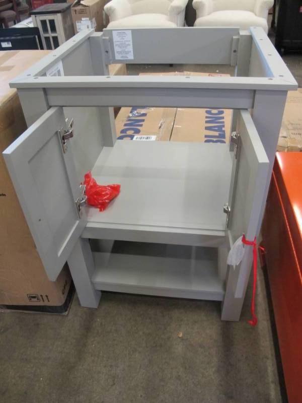lot 42 image: Home Decorators Collection Gazette 24 in. W x 21.75 in. D x 34 in. H Vanity Cabinet Only in Grey