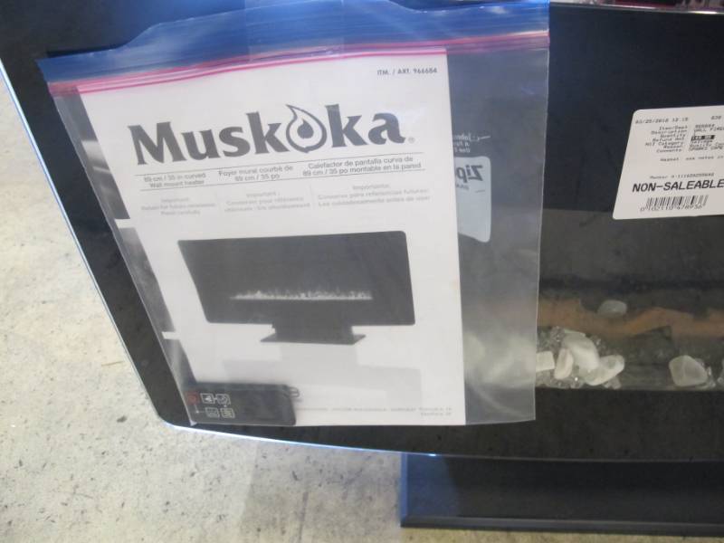 lot 14 image: Muskoka Curved Front 35 Wall Mount Fireplace - Black Glass