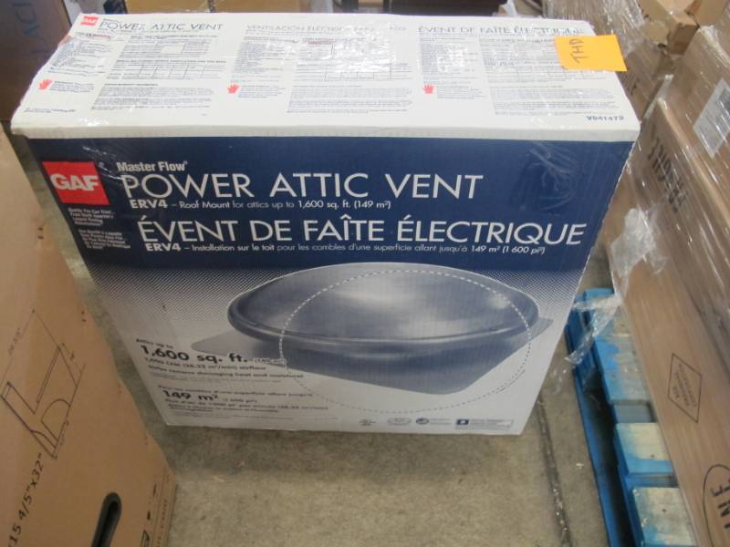 lot 43 image: Master Flow Power Attic Vent  ERV4 Roof Mount - Steel  Mill
