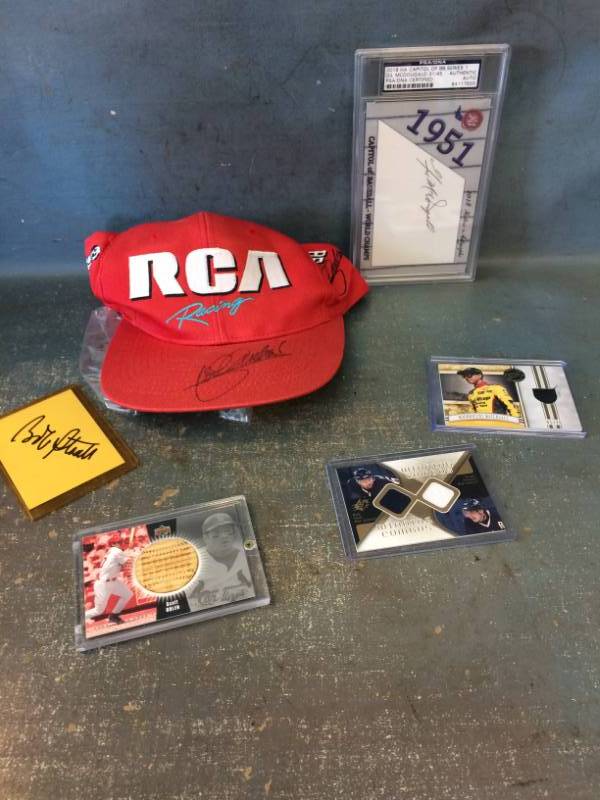 lot 26 image: Autographed Sports Items & Game Used Cards with PSA Certified Gil McDougald, Andretti and More
