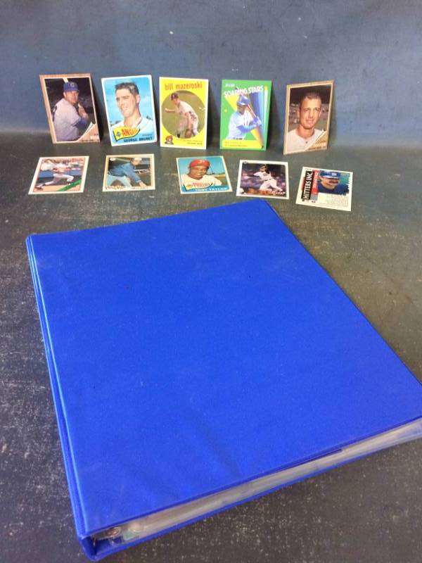 lot 46 image: Blue Binder of Baseball Cards Including Mazeroski, Brunet and Bob Will