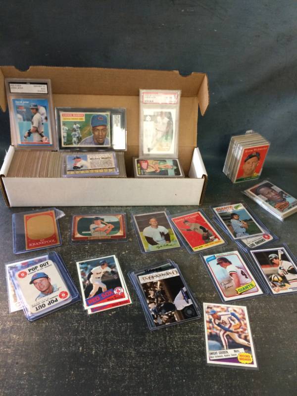 lot 89 image: Baseball Card Collection with Graded 1956 Topps Ernie Banks, Graded Jeter and More