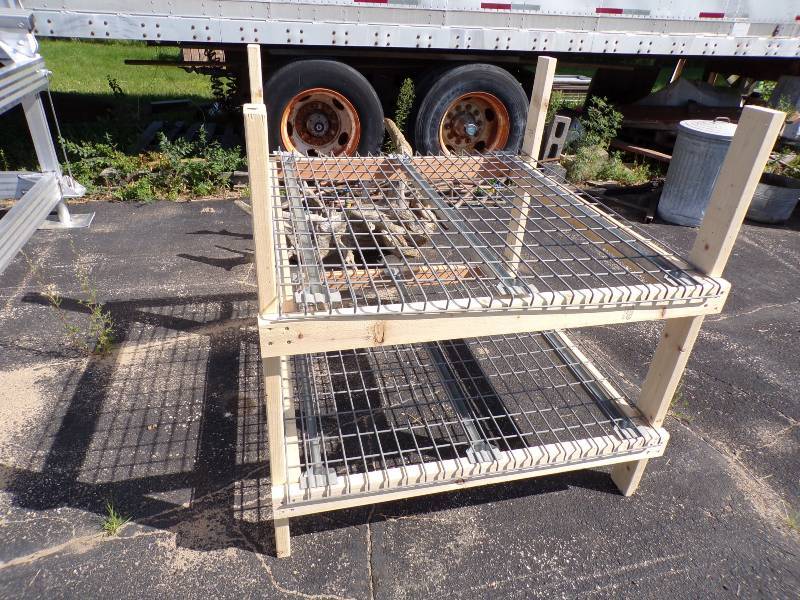 lot 47 image: Wood Racking with 2 Steel Pallet Racks