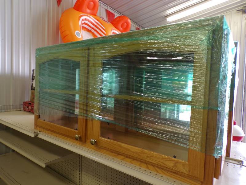 lot 112 image: Hanging Island Cabinet with Glass Doors