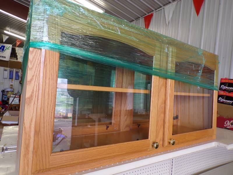 lot 113 image: Hanging Island Cabinet with Glass Doors