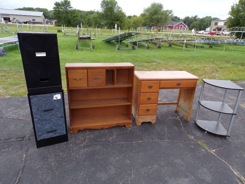 lot 124 image: File Cabinets, Desk, Shelf, and Corner Shelf