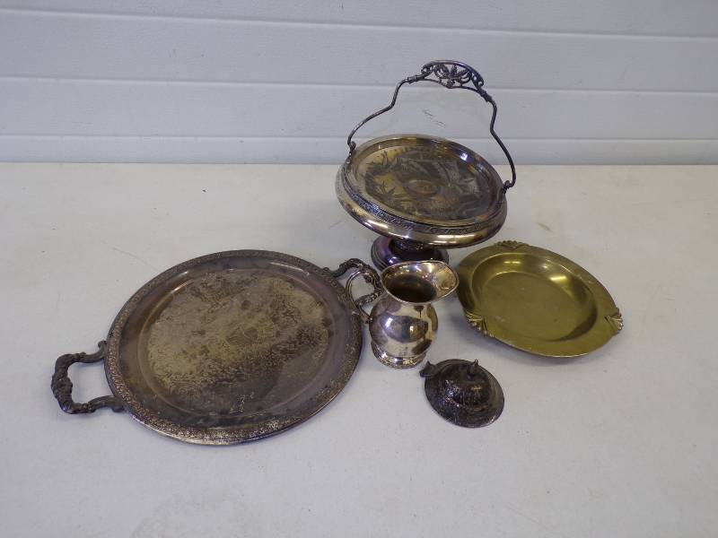 lot 181 image: Silver Serving Trays and pieces