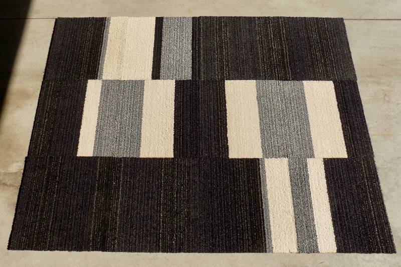 (12 never used squares) Flor� Mellow Mood - Black, Gray and Cream,  Soft Plush Carpet Square Floor Covering 4.9 x 6.5