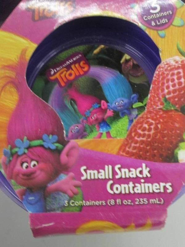 lot 125 image: 6 -3pks  of Trolls Small Snack Cont...