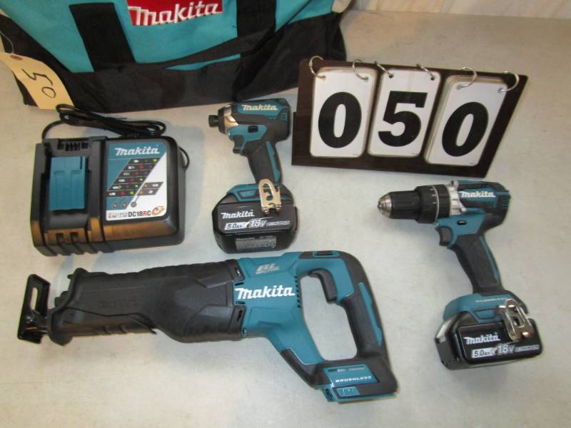 lot 50 image: Makita 18V LXT Lithium-Ion Cordless 3 Piece Combo Kit