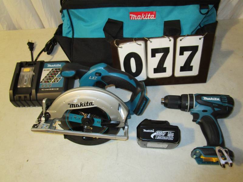 lot 77 image: Makita 2pc Hammer DrillDriver Kit