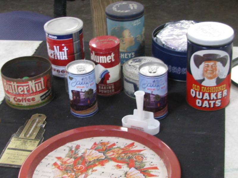 lot 45 image: Advertising Tins & Thermometer