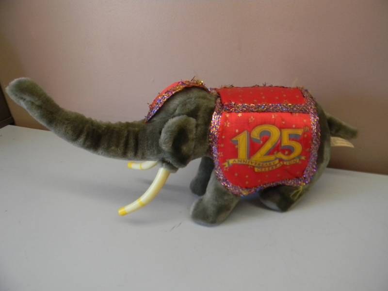 lot 8 image: VINTAGE RINGLING BROS & BARNUM & BAILEY CIRCUS - 125TH ANNIVERSARY CELEBRATION PLUSH ELEPHANT - SEE PICTURES