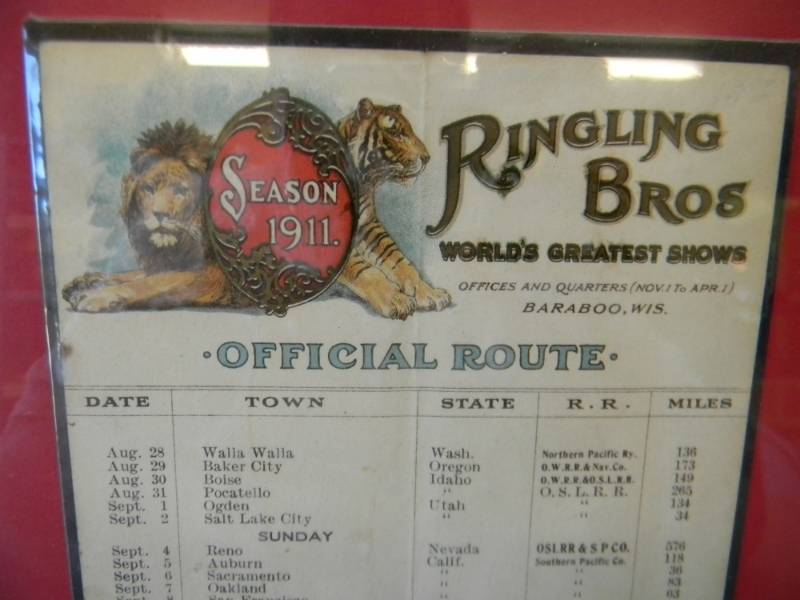 lot 11 image: VERY RARE - VINTAGE 1911 RINGLING BROS WORLDS GREATEST SHOWS SEASON 1911 OFFICIAL ROUTE CARD - RARE NICE - SEE PICTURES