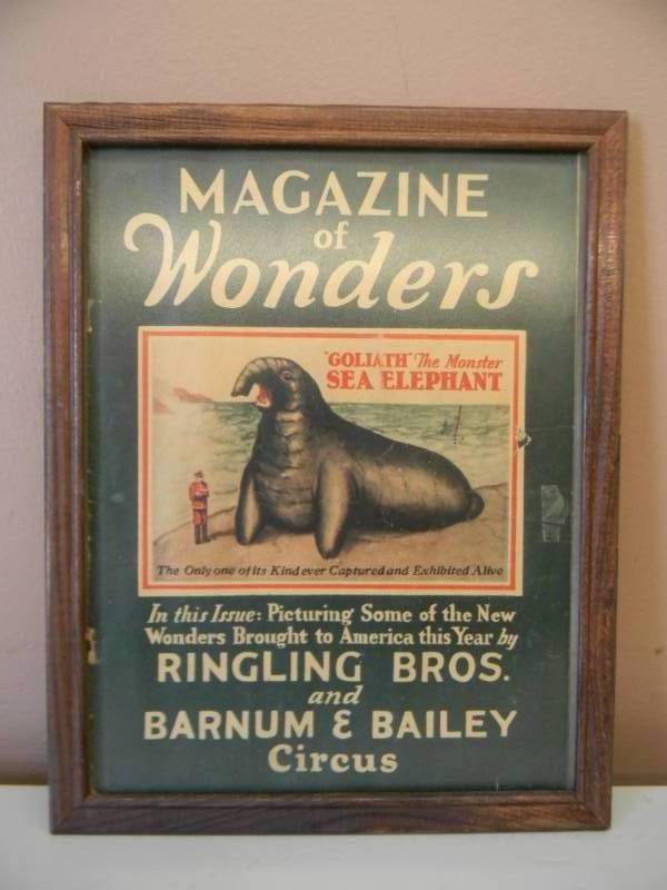 lot 13 image: VINTAGE 1920s MAGAZINE OF WONDERS RINGLING BROS AND BARNUM & BAILEY CIRCUS BOOK - RARE - FRAMED - SEE PICTURES