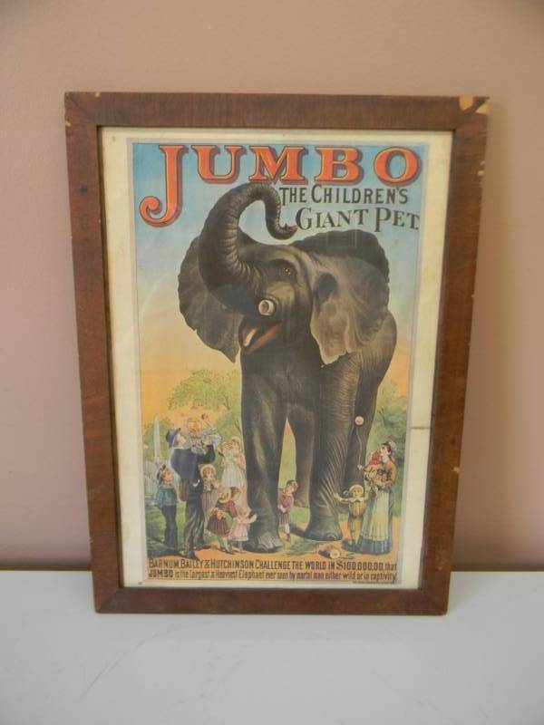 lot 22 image: VINTAGE JUMBO THE CHILDRENS GIANT PET - BARNUM, BAILEY & HUTCHINSON - AMAZING POSTER - APPROX 13 BY 17 - SEE PICTURES