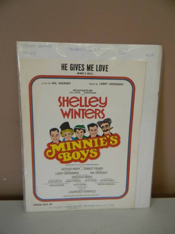 lot 35 image: VINTAGE GROUCHO MARX RICH IS SHELLEY WINTERS FROM MINNIES BOYS SHEET MUSIC-1970-RARE - SEE PICTURES