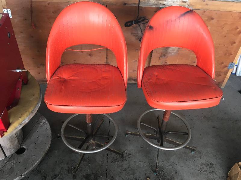 lot 77 image: Two Red Stool Seats