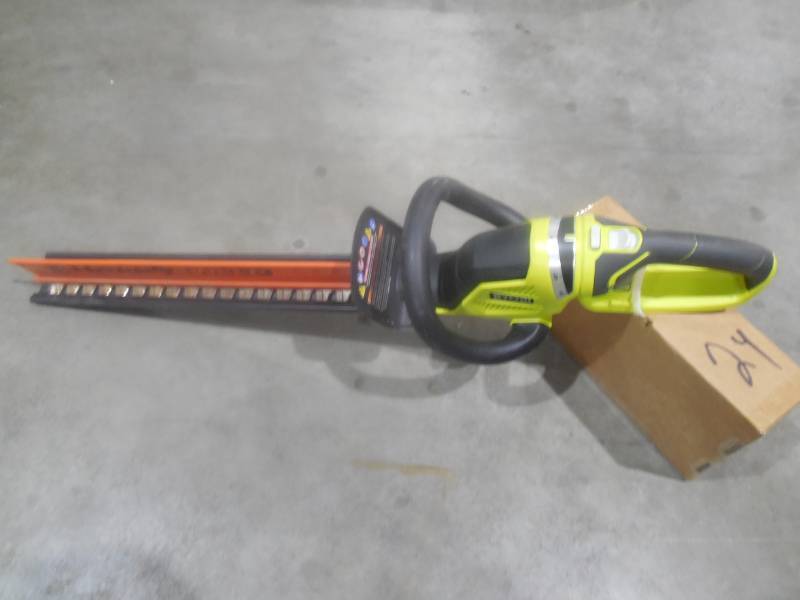 lot 24 image: RYOBI 24 in. 40-Volt Lithium-Ion Cordless Hedge Trimmer with 2 Ah Battery and Charger Included