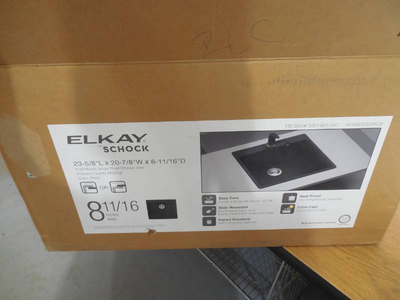 lot 69 image: Elkay Elkay by Schock Drop-InUndermount Quartz Composite 23 in. Single Bowl Kitchen Sink in Black