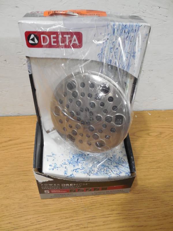 lot 88 image: Delta 5-Spray 4 in. Fixed Shower Head with H2Okinetic with Pause in Brushed Nickel