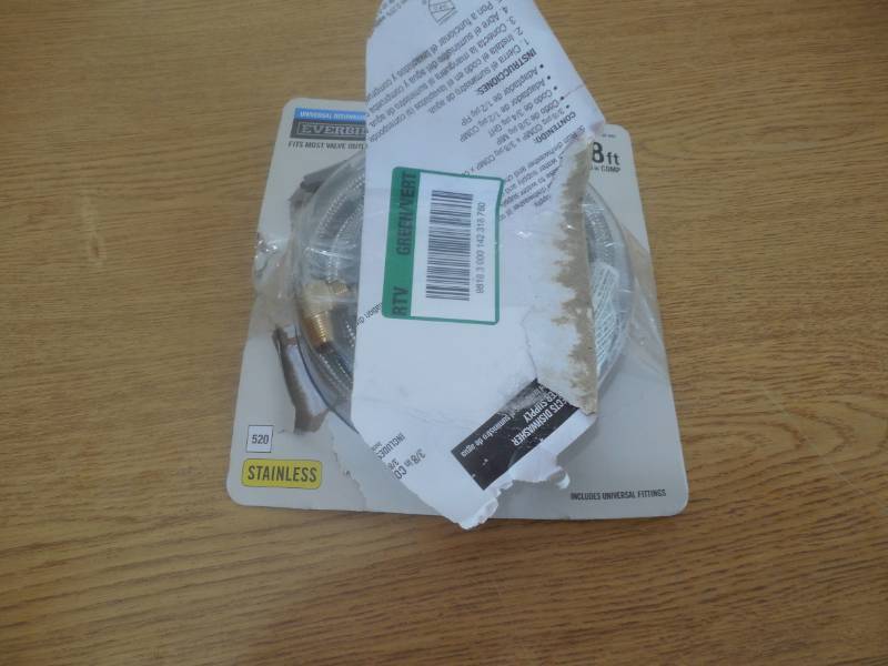 lot 94 image: Everbilt 38 in. x 38 in. x 96 in. Stainless Steel Universal Dishwasher Supply Line