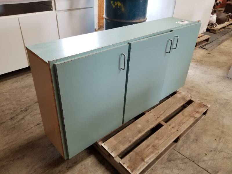 lot 83 image: Wood Cabinet with 3-Door Storage
