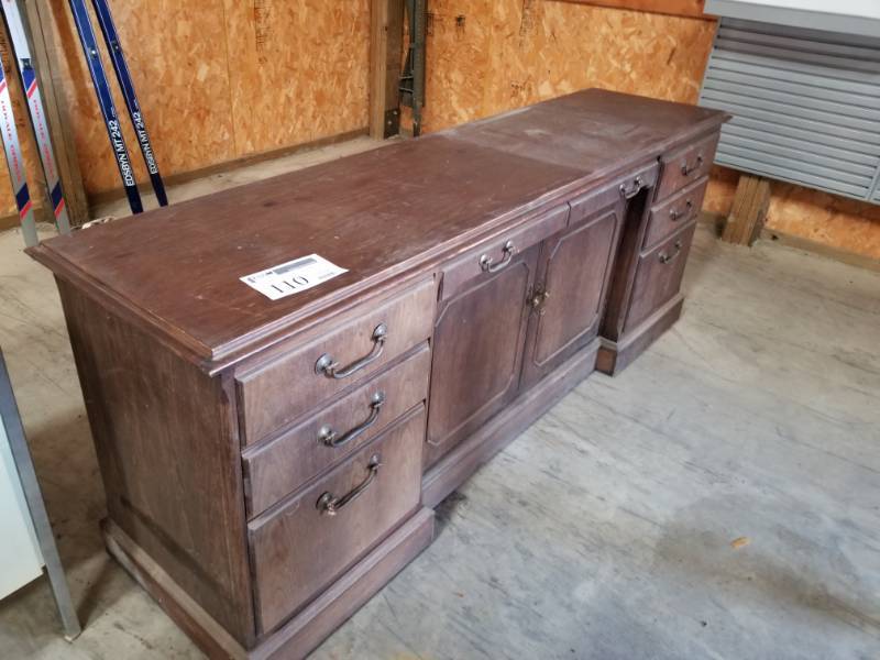 lot 110 image: Wood Office Dresser with 8-Drawers, 2-Storage Doors