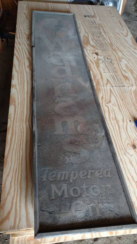 lot 4 image: 7 foot Wadhams motor oil sign