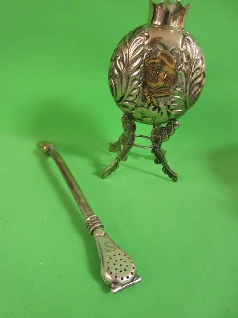 lot 309 image: INDUSTRIA ALPACA ARGENTINA COFFEE VESSEL WITH STRAW
