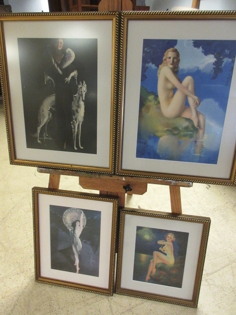 lot 315 image: FRAMED ART DECO PIN UP PRINTS FEATURING PARRISH AND ARMSTRONG
