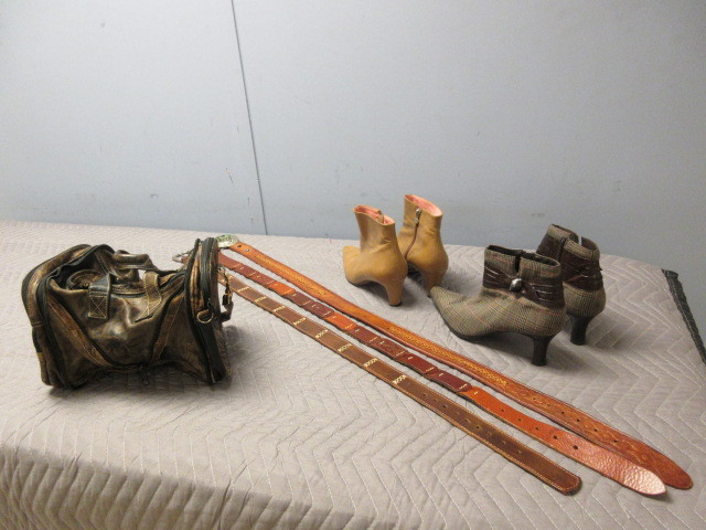 lot 339 image: BOOTS, BELTS AND BAG
