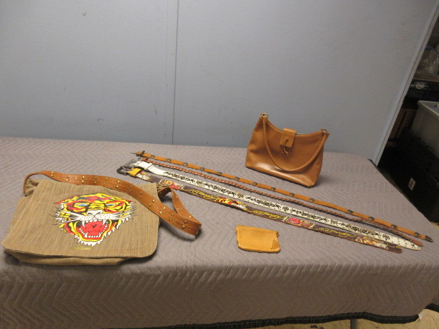 lot 342 image: ED HARDY BAG AND BELT WITH OTHER LEATHER BAGS AND ACCESSORIES