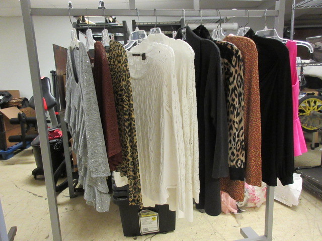 lot 356 image: LADIES SWEATERS, DRESSY TOPS AND ANIMAL PRINT TOPS