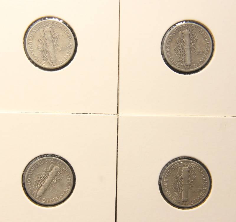 4 VF-XF MERCURY SILVER DIMES AS PICTURED
