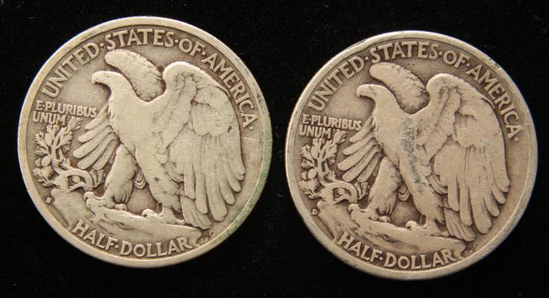 2 WALKING LIBERTY HALF DOLLARS 1936-S 1942-D
