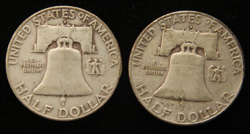 2 FRANKLIN HALF DOLLARS 1952-D 1953-D