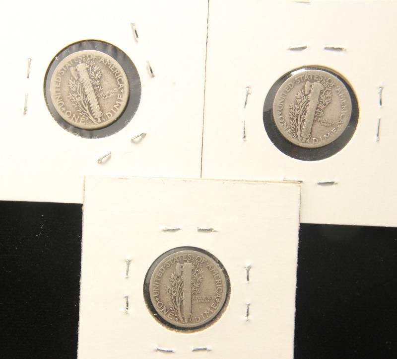 3 MERCURY DIMES 1937 P-D-S