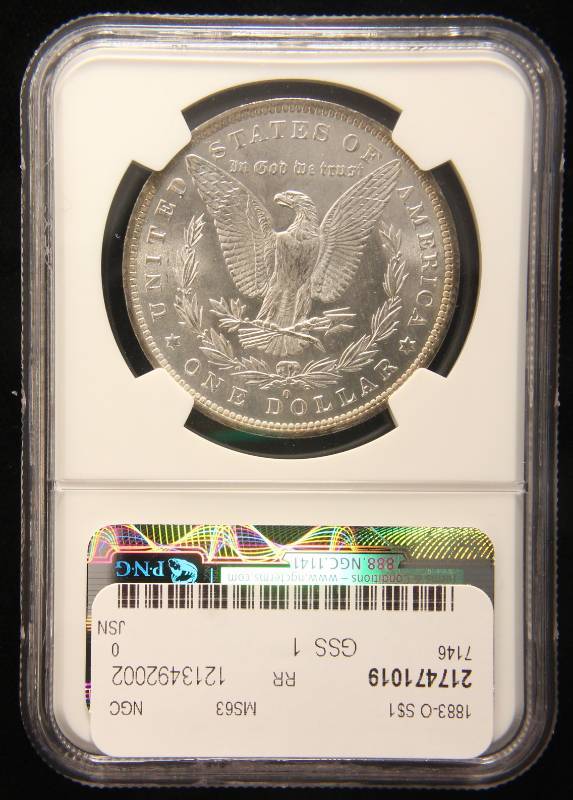 1883-O MORGAN SILVER DOLLAR MS63 NGC