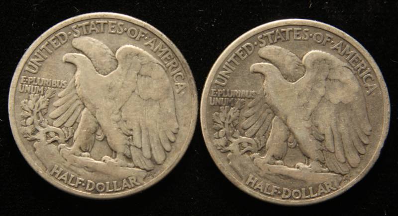 2 WALKING LIBERTY HALF DOLLARS 1939 1940