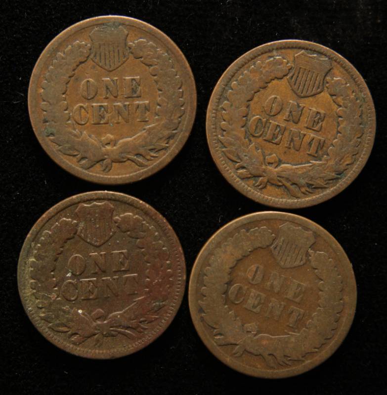 4 INDIAN HEAD CENTS 1887 1888 1891 1893