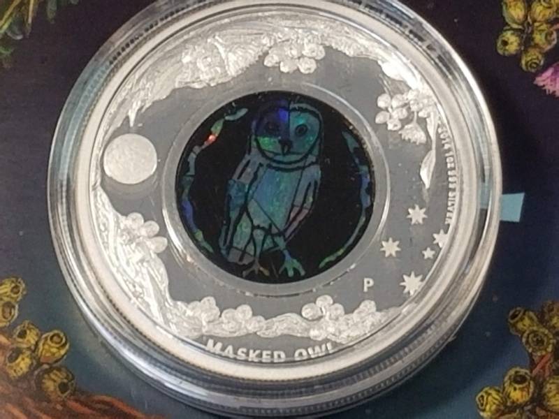 2014 AUSTRALIA OPAL MASKED OWL 1 TROY OZ .999 FINE SILVER