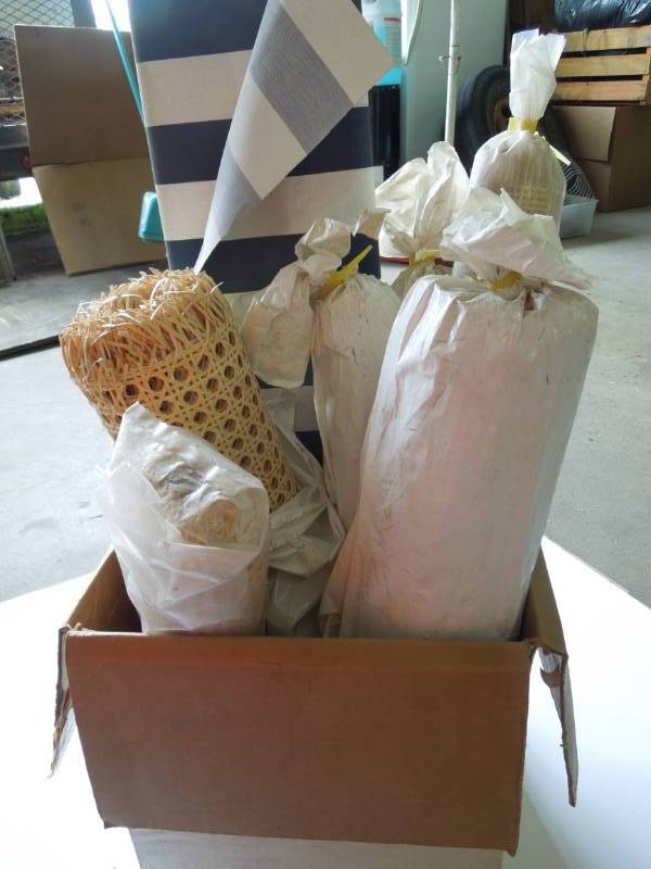 lot 13 image: 6 rolls CaneRattan plus outdoor canvas