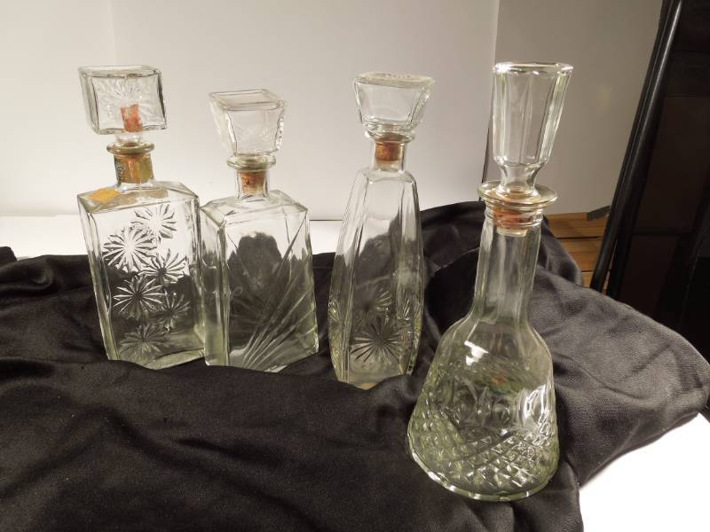 lot 43 image: 4 Glass Vintage Decanters for winebrandy