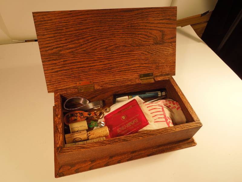 lot 57 image: Wood Trinket Box with contents