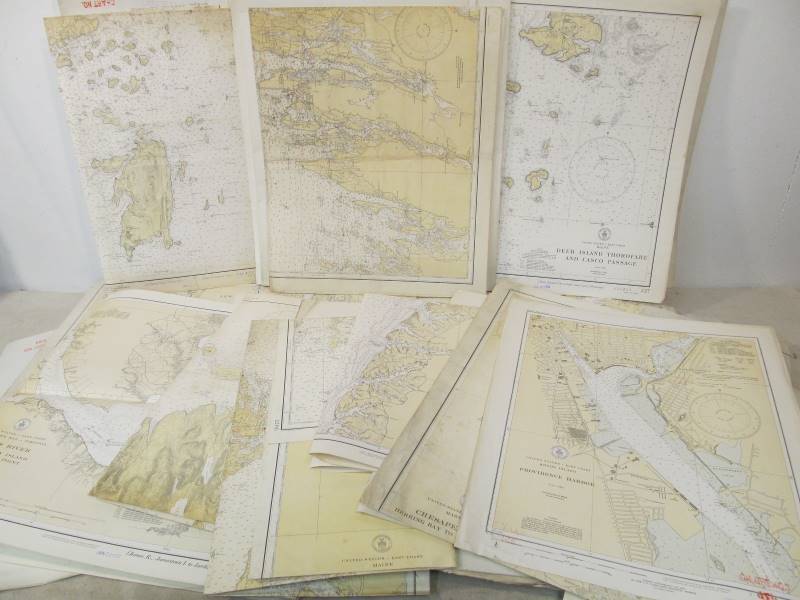 lot 16 image: LARGE Lot of Original 1930s US East Coast Nautical Maps