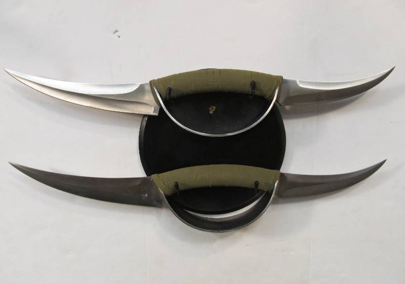 lot 28 image: Pair of Double Sided Edge Weapons wWall Display