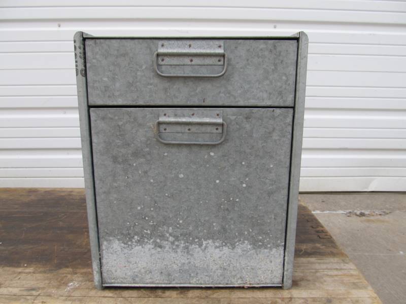 lot 73 image: Galvanized Metal 2-Drawer Cabinet